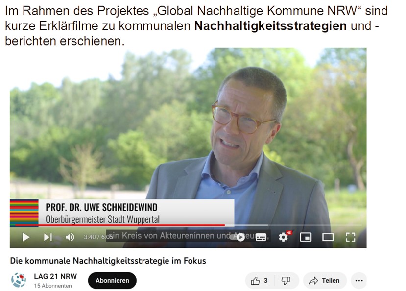 Foto: Im Rahmen des Projekts "Globale Nachhaltige Kommune NRW" sind kurze Erklärfilme zu kommunalen Nachhaltigkeitsstrategien und -berichten erschienen.